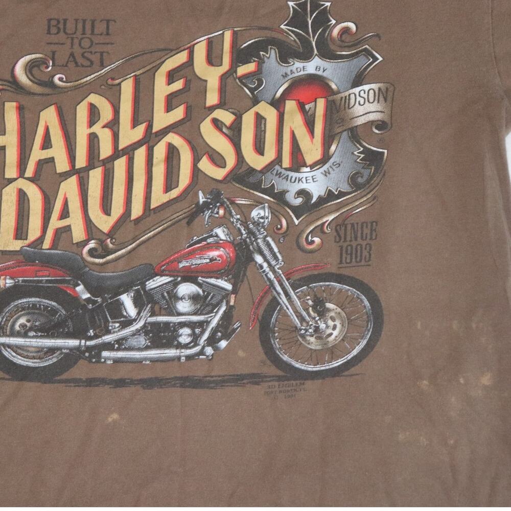 Vintage 90s 1991 3D Emblem Harley Davidson Motorcycle T-shirt Size Medium - Picture 6 of 9